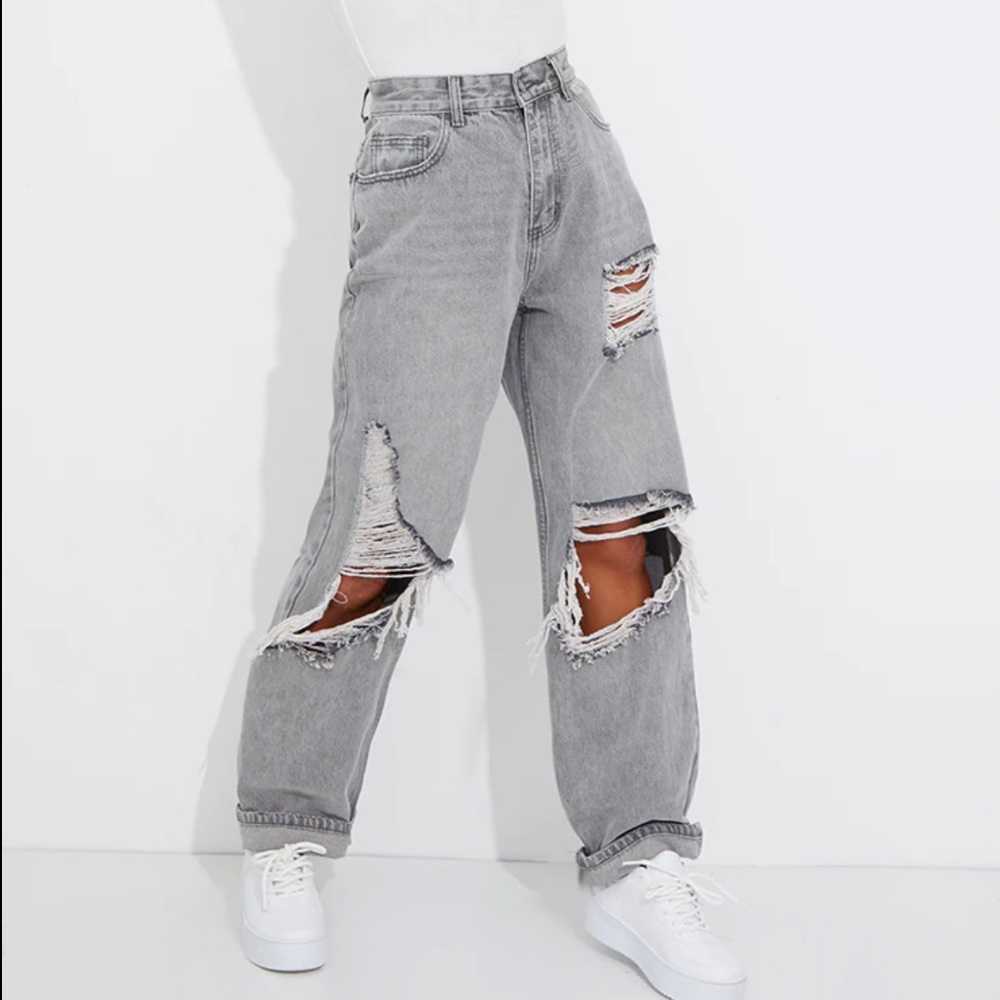 PRETTYLITTLETHING grey baggy jeans- BNWOT